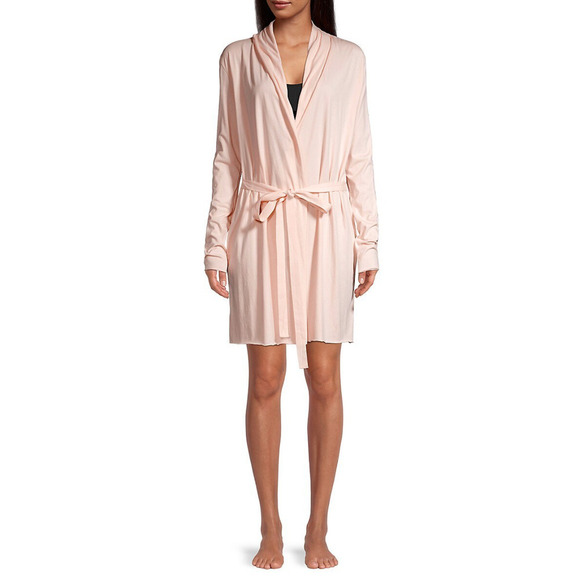 Skin Organic Pima Cotton Wrap Robe Pearl Pink Small NWOT - Picture 3 of 10